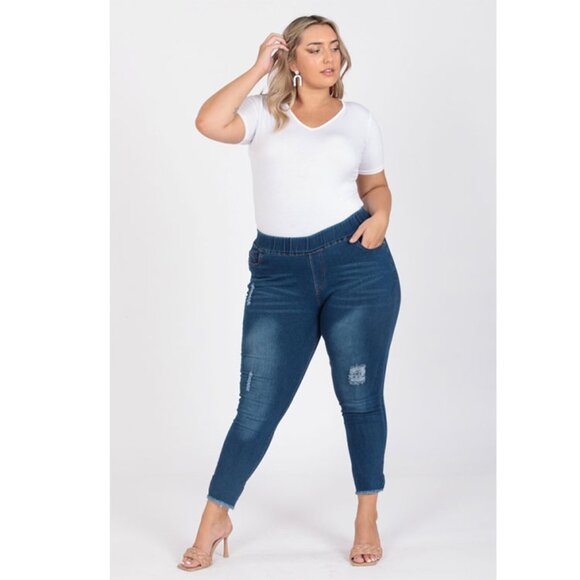 NWT Plus size  mid-rise denim Jeggings pants tyep037 - Picture 1 of 2